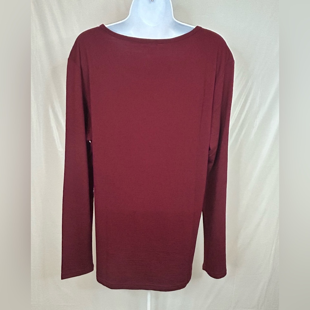 Segments 100% Merino Wool Top XL Dark Red Long Sleeve NWT - Picture 2 of 11